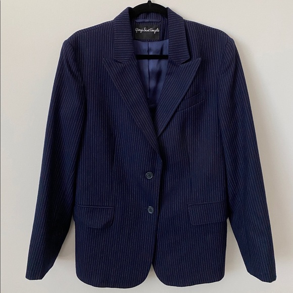 Vintage Navy Wool Pinstripe Blazer | Giorgio Sant’Angelo - Picture 2 of 4